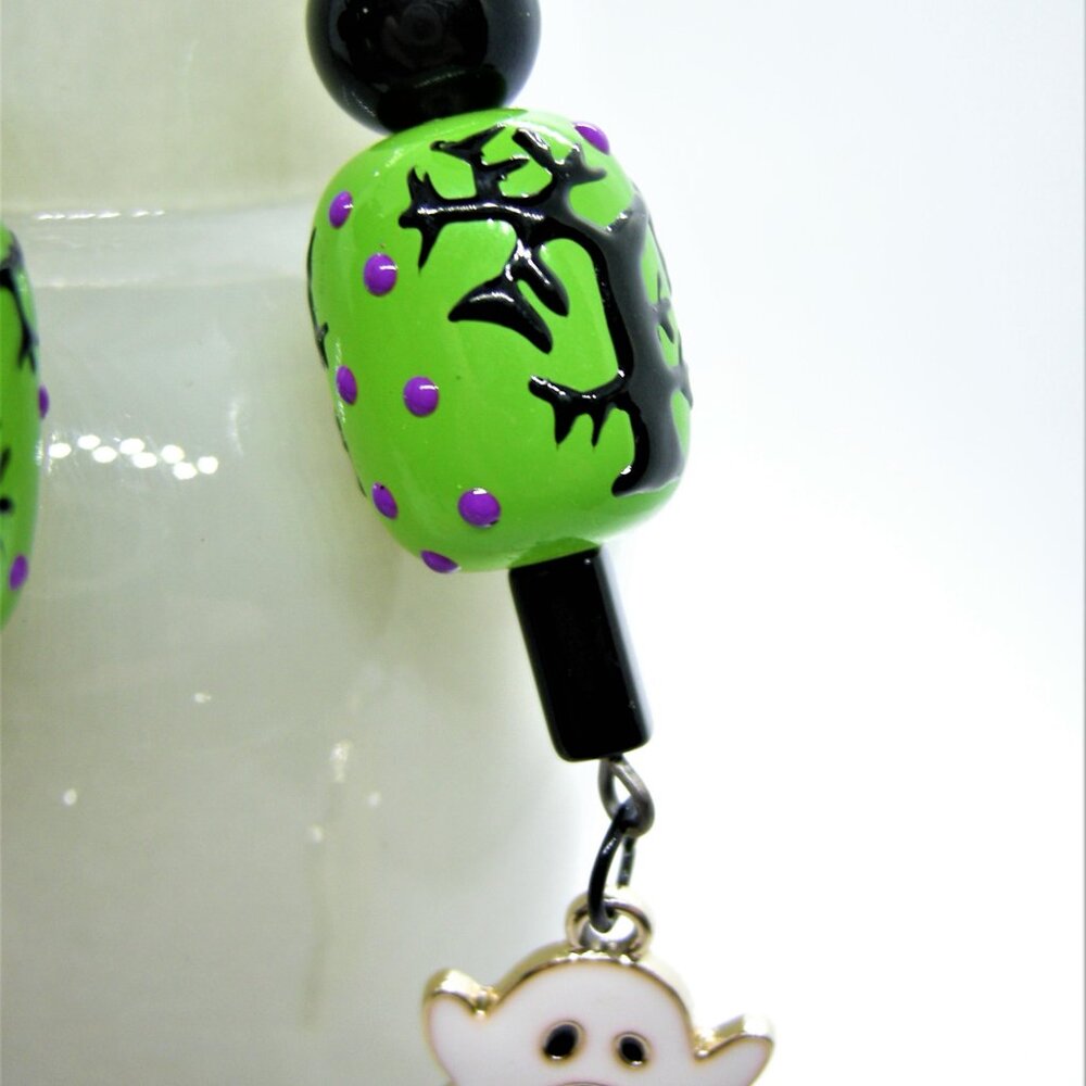 Spooky Trees lampwork earrings - purple, green or mix & match - Picture 4 of 13